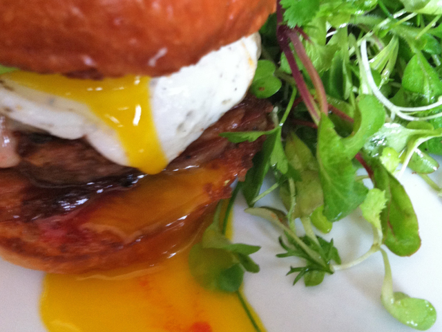 The namesake burger on a Patisserie 46 brioche bun topped with an over easy egg. (credit: CBS)