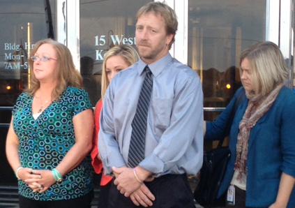 The Steger family gathers after the verdict. (credit: CBS)