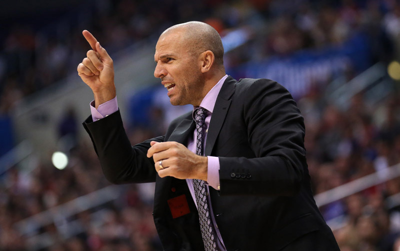 LOS ANGELES, CA - NOVEMBER 16: Head coach Jason Kidd of the Brooklyn Nets gestures in the game with the Los Angeles Clippers at Staples Center on November 16, 2013 in Los Angeles, California. The Clippers won 110-103.