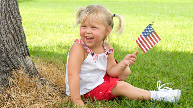 American Flag, Child, July 4th, Celebration 