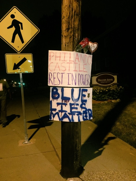 Memorial at Philando Castile's shooting site. (credit: CBS) 