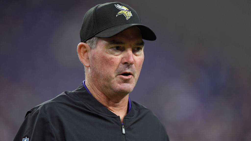 Head coach Mike Zimmer of the Minnesota Vikings looks on before the preseason game against the Seattle Seahawks on August 24, 2018 at US Bank Stadium in Minneapolis, Minnesota.
