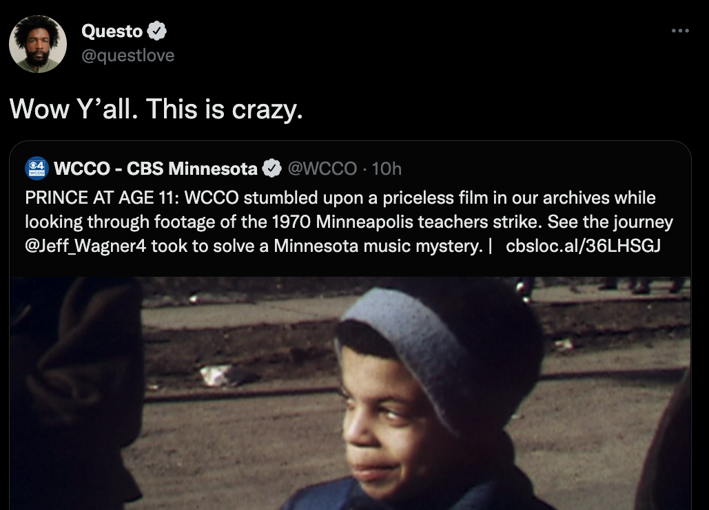 ‘This Is Crazy’: QuestLove, Internet Reacts To WCCO’s Archive Footage Of Prince At Age 11