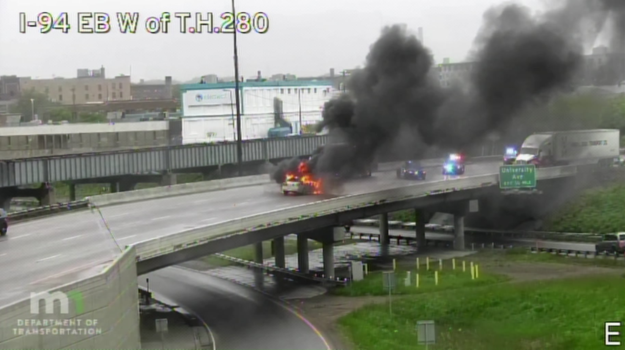 Driver Hurt After Fiery Crash On I-94 In St.  Paul – WCCO